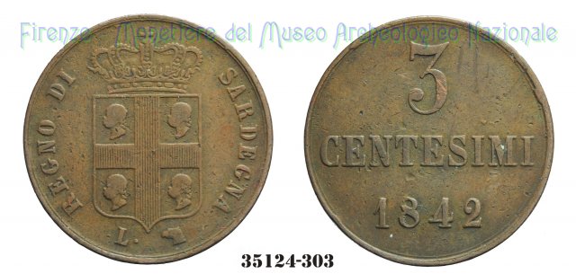 3 Centesimi 1842 (Torino)