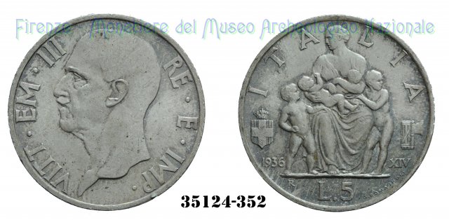 5 Lire "Fecondità" 1936 (Roma)