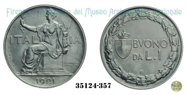 Buono da 1 Lira "Italia seduta" 1921 (Roma)