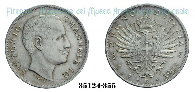 1 Lira "Aquila Sabauda" 1907 (Roma)