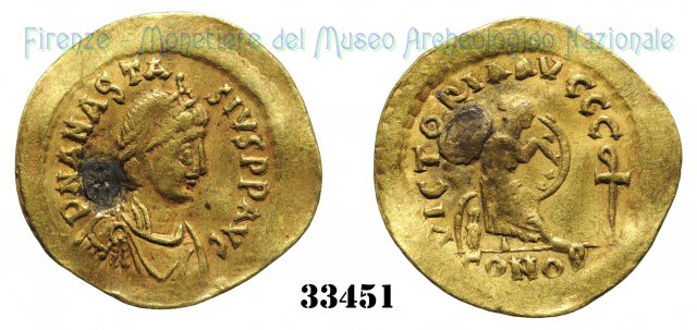 VICTORIAAVCCC Chi-Rho rovesciato 491-498 d.C. (Costantinopoli)