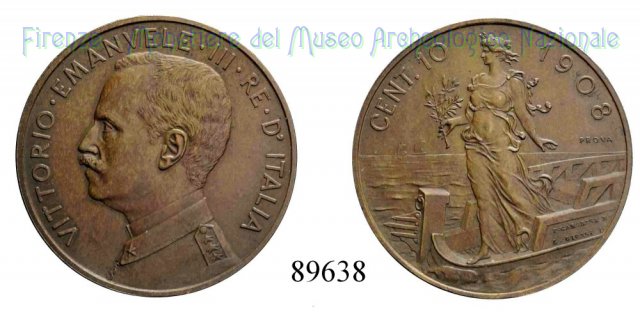 10 centesimi "Italia su prora" 1908 (Roma)