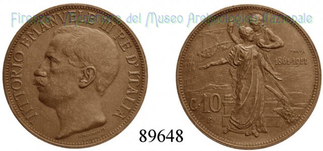 10 centesimi "Cinquantenario" 1911 (Roma)