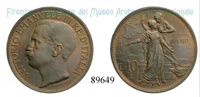 10 centesimi "Cinquantenario" 1911 (Roma)