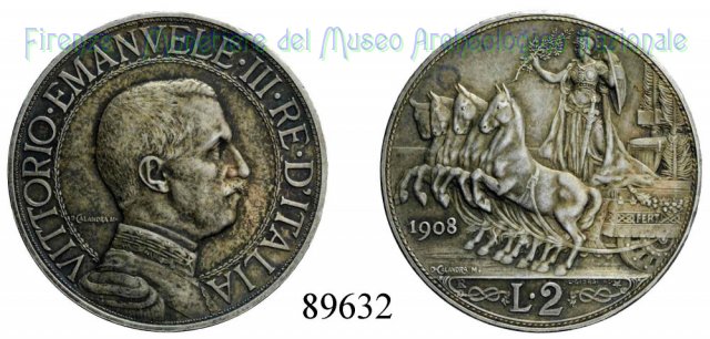 2 Lire "Quadriga veloce" 1908 (Roma)