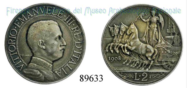 2 Lire "Quadriga veloce" 1908 (Roma)