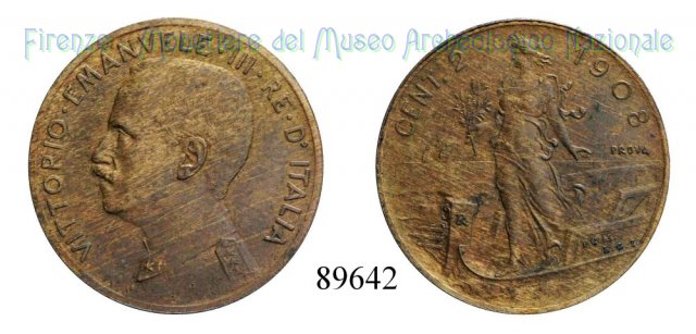 2 centesimi "Italia su prora" 1908 (Roma)