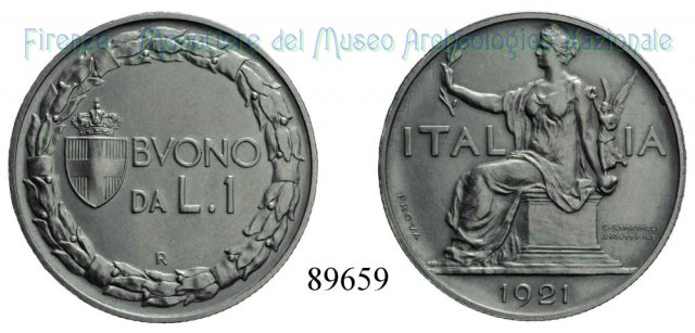 Buono da 1 Lira "Italia seduta" 1921 (Roma)