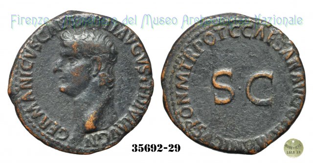 C CAESAR AVG GERMANICVS PON M TR POT- Ric.35 37-38 d.C. (Roma)