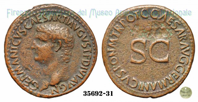 C CAESAR AVG GERMANICVS PON M TR POT- Ric.35 37-38 d.C. (Roma)