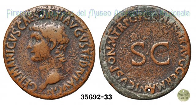 C CAESAR AVG GERMANICVS PON M TR POT- Ric.35 37-38 d.C. (Roma)