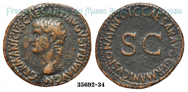 C CAESAR AVG GERMANICVS PON M TR POT- Ric.35 37-38 d.C. (Roma)