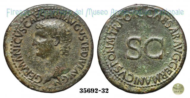 C CAESAR AVG GERMANICVS PON M TR POT- Ric.35 37-38 d.C. (Roma)