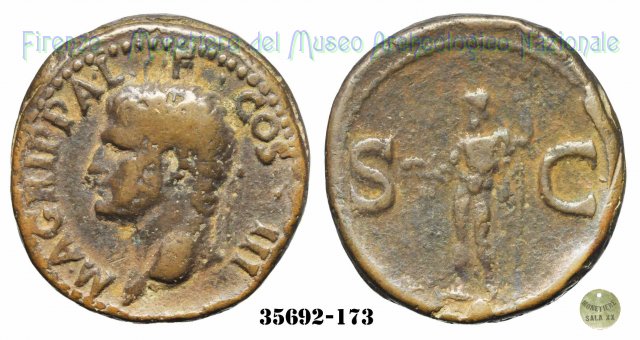 Nettuno con delfino - RIC 58 37-41 d.C. (Roma)