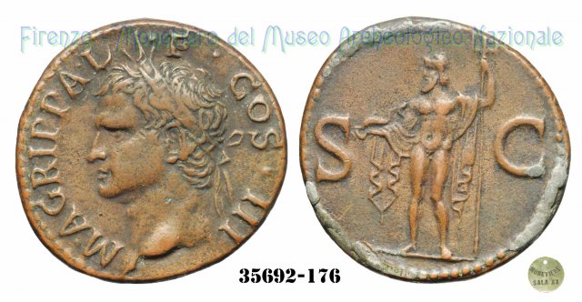 Nettuno con delfino - RIC 58 37-41 d.C. (Roma)