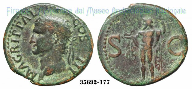 Nettuno con delfino - RIC 58 37-41 d.C. (Roma)