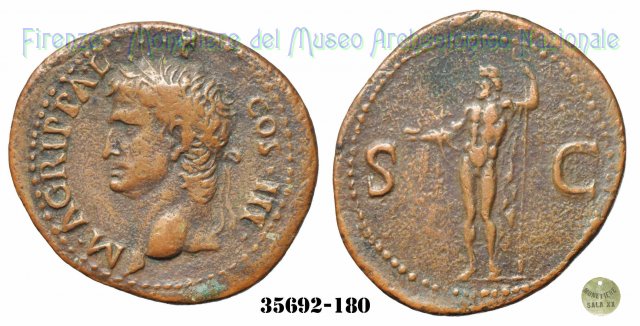 Nettuno con delfino - RIC 58 37-41 d.C. (Roma)