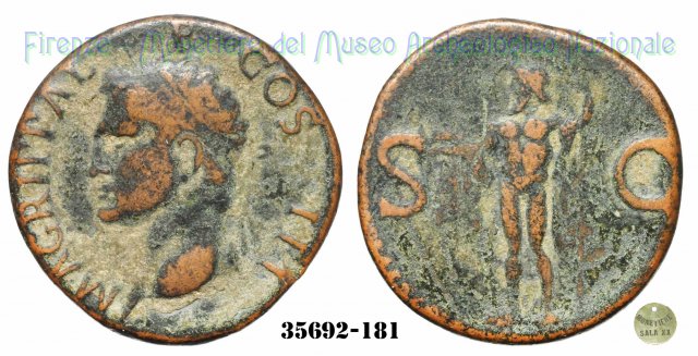 Nettuno con delfino - RIC 58 37-41 d.C. (Roma)