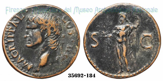 Nettuno con delfino - RIC 58 37-41 d.C. (Roma)