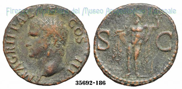 Nettuno con delfino - RIC 58 37-41 d.C. (Roma)