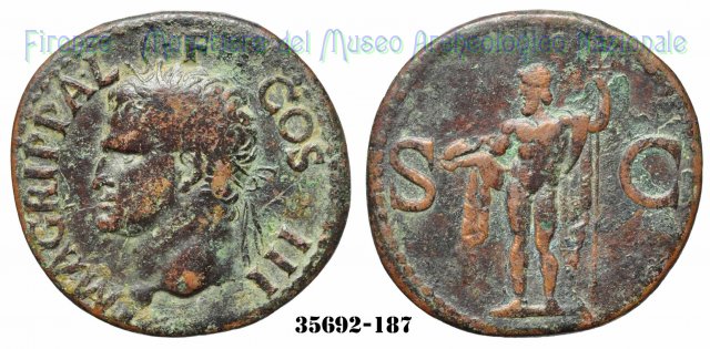 Nettuno con delfino - RIC 58 37-41 d.C. (Roma)