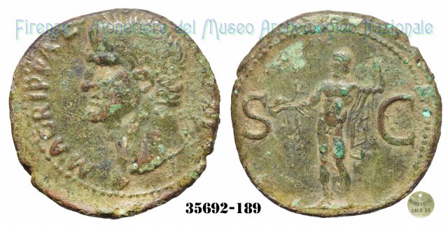 Nettuno con delfino - RIC 58 37-41 d.C. (Roma)