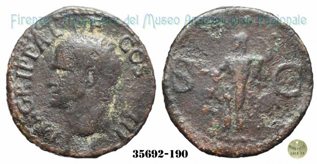 Nettuno con delfino - RIC 58 37-41 d.C. (Roma)