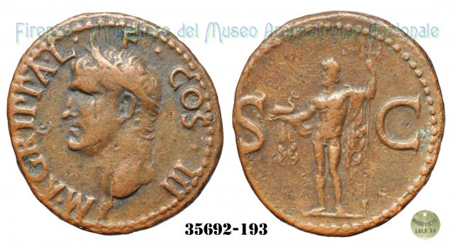 Nettuno con delfino - RIC 58 37-41 d.C. (Roma)