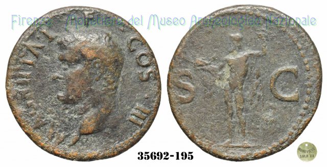 Nettuno con delfino - RIC 58 37-41 d.C. (Roma)