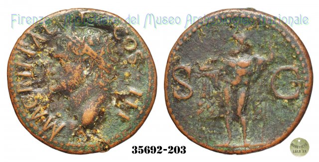 Nettuno con delfino - RIC 58 37-41 d.C. (Roma)