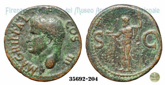 Nettuno con delfino - RIC 58 37-41 d.C. (Roma)