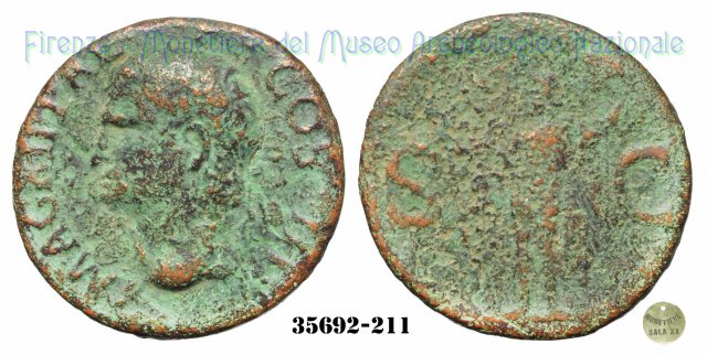 Nettuno con delfino - RIC 58 37-41 d.C. (Roma)