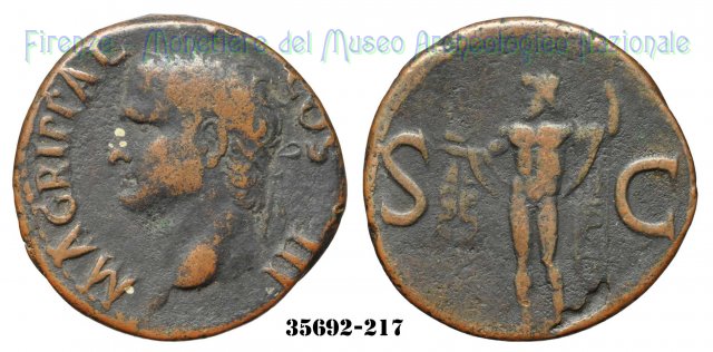 Nettuno con delfino - RIC 58 37-41 d.C. (Roma)