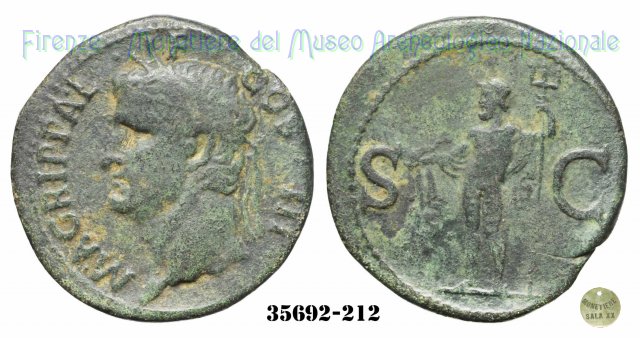 Nettuno con delfino - RIC 58 37-41 d.C. (Roma)