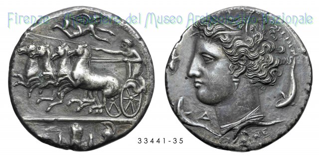 Quadriga al galoppo_Arethusa (Evaineto) 410-370 a.C. (Syracusae)