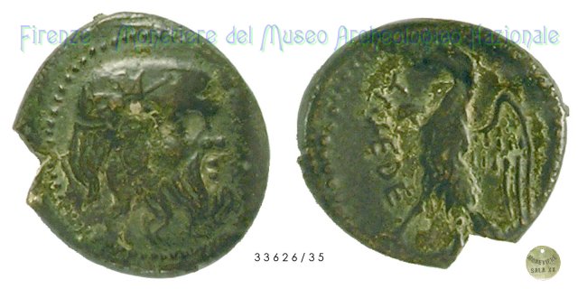 Serie Testa di Sileno - Aquila ad ali aperte 280-240 a.C. (Tuder)