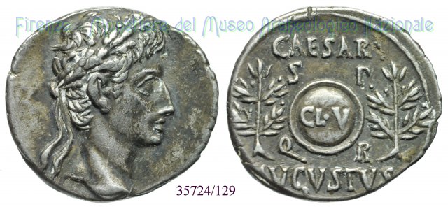 CAESAR AVGVSTVS, Scudo CL V S P Q R / RIC 36a 19-18 a.C. (Colonia Caesaraugusta)