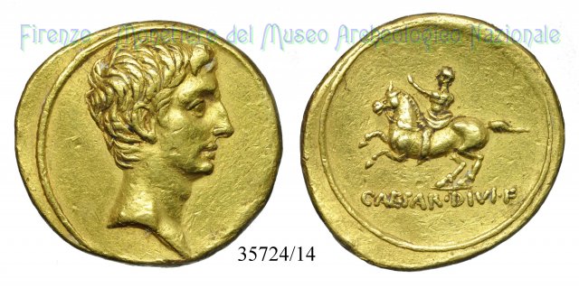 CAESAR DIVI F / RIC 262 - Ottaviano su cavallo al trotto 32-29 a.C. (Brundisium o Roma)