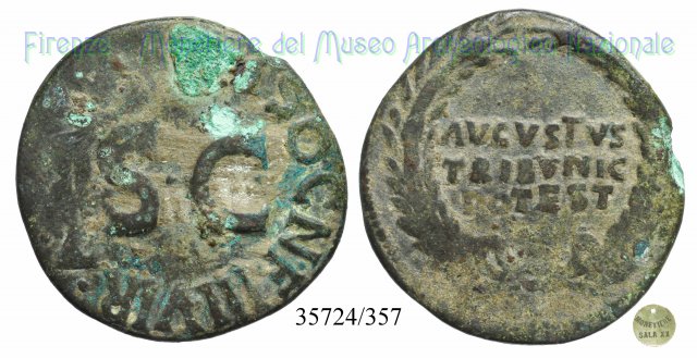CN PISO CN F IIIVIR AAAFF S C / RIC I, 381 - corona di quercia 15 a.C. (Roma)