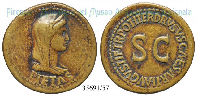 DRVSVS CAESAR TI AVGVSTI F TR POT ITER SC / RIC 43 22-23 d.C. (Roma)