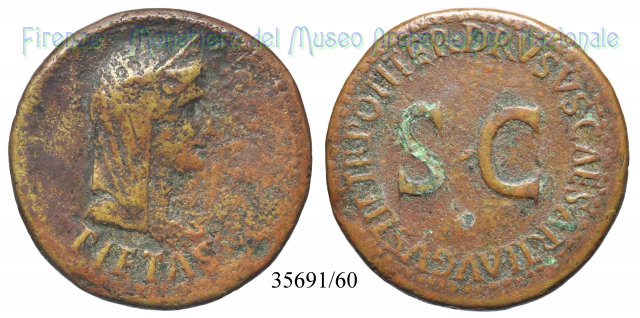 DRVSVS CAESAR TI AVGVSTI F TR POT ITER SC / RIC 43 22-23 d.C. (Roma)