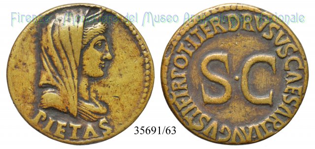 DRVSVS CAESAR TI AVGVSTI F TR POT ITER SC / RIC 43 22-23 d.C. (Roma)