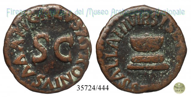 GALVS APRONIVS AAAFF S C / RIC 448 - Altare ornato di ghirlanda 5 a.C. (Roma)