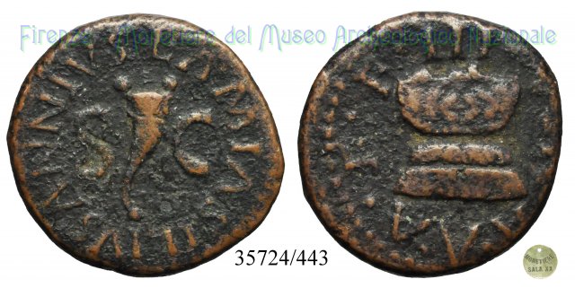 IIIVIR AAAFF / RIC 422 - Cornucopia / Altare ornato di ghirlanda 9 a.C. (Roma)