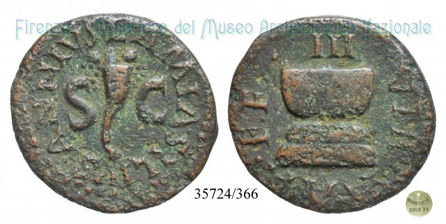 IIIVIR AAAFF / RIC 422 - Cornucopia / Altare ornato di ghirlanda 9 a.C. (Roma)