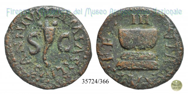 IIIVIR AAAFF / RIC 422 - Cornucopia / Altare ornato di ghirlanda 9 a.C. (Roma)