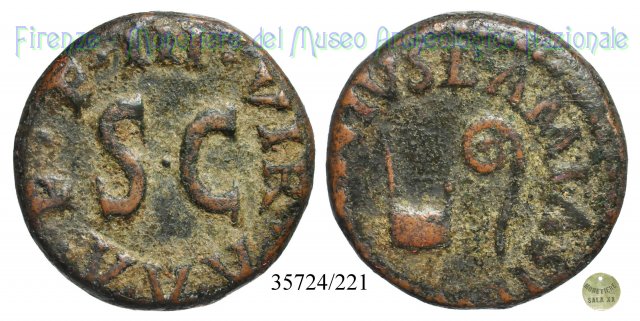 IIIVIR AAAFF S C / RIC 421 - Simpulum e lituus 9 a.C. (Roma)