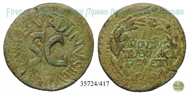 L SVRDINVS IIIVIR AAAFF S C / RIC 384 -corona di quercia 15 a.C. (Roma)