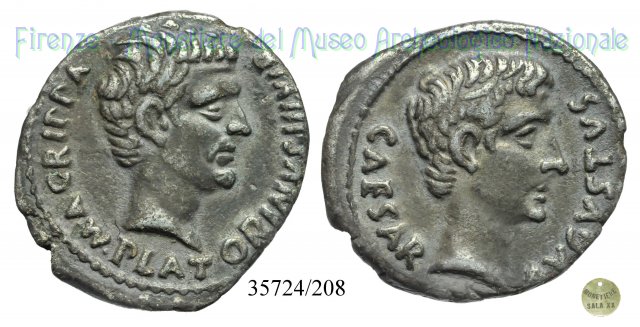 M AGRIPPA PLATORINVS IIIVIR / RIC 408 - Testa nuda di Agrippa 13 a.C. (Roma)