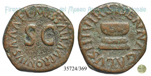 MESSALLA APRONIVS AAAFF S C / RIC 462 var.- Altare ornato di ghirlanda 5 a.C. (Roma)